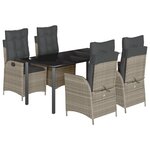 vidaXL Ensemble à manger de jardin et coussins 5 Pièces gris clair rotin