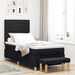 vidaXL Lit à Ressorts avec Matelas & Banc Noir 100x200 cm Tissu