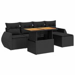 vidaXL Salon de jardin 6 Pièces avec coussins noir résine tressée