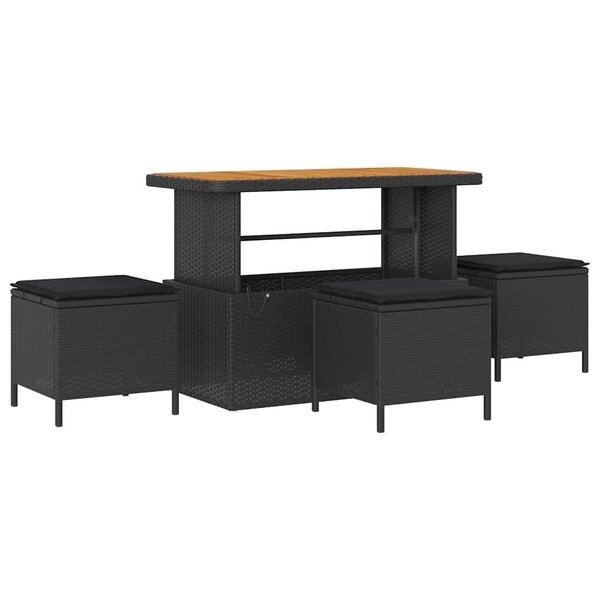 vidaXL Ensemble de salle à manger pour jardin Noir polyrotin