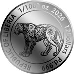 Pièce de monnaie en Palladium 12 Dollars g 0.031 (1/1000 oz) Millésime 2026 STEAMPUNK LEOPARD 1/1000 (PRÉCOMMANDE)