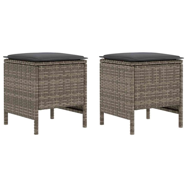 vidaXL 2 pc Pouf de Jardin Rotin PE Gris et Gris foncé