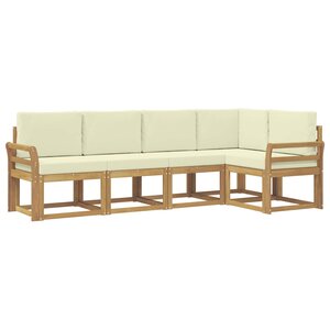vidaXL Ensemble de canapés d'extérieur 5 pc Blanc et crème