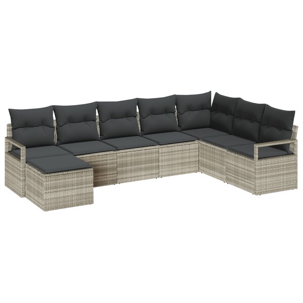 Ensemble de canapé de jardin 7 pièces vidaXL avec coussins en poly rattan gris clair