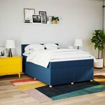 vidaXL Sommier à lattes de lit avec matelas Bleu 140x190 cm Tissu