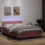 vidaXL Sommier à lattes de lit avec matelas rose 140x220 cm velours