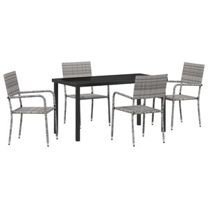 vidaXL Ensemble de salle à manger pour jardin 5 Pièces Gris Poly rotin
