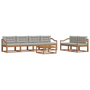 vidaXL Ensemble de canapés d'extérieur 7 Pièces Gris Naturel et Clair