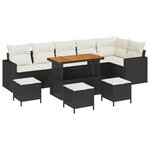 vidaXL Ensemble de canapé de jardin 10 Pièces Noir polyrotin
