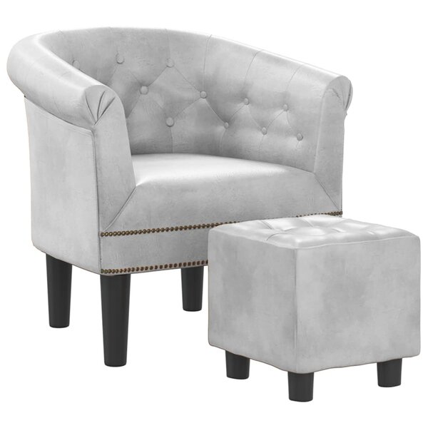 vidaXL Fauteuil avec repose-pied argenté similicuir
