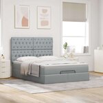 VidaXL Cadre de lit ottoman et matelas gris clair 140x200 cm tissu