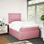vidaXL Sommier à lattes de lit avec matelas Rose 120x200 cm Velours