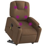 vidaXL Fauteuil inclinable de massage électrique Marron Tissu