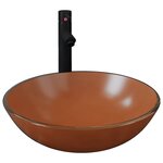 vidaXL Lavabo de bain avec robinet et drain à poussoir Verre trempé