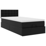 vidaXL Cadre de lit ottoman avec matelas noir 80x200 cm similicuir