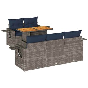 vidaXL Salon de jardin 6 Pièces avec coussins gris résine tressée