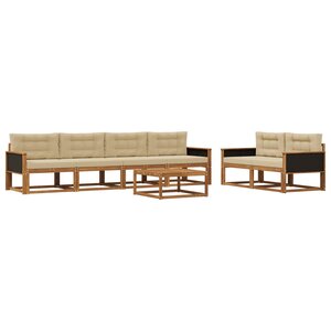 vidaXL Ensemble de canapés d'extérieur 7 Pièces Naturel et Beige