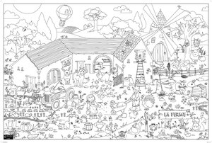 Coloriage géant 'La Ferme' 80 x 120 cm BOUCHUT