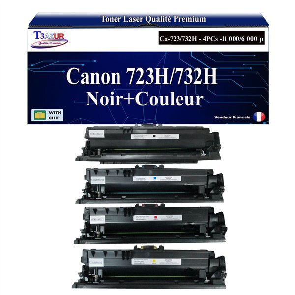 T3AZUR - 4x Toners compatibles avec Canon 723H / 732H pour Canon LBP-7750Cdn  LBP-7780Cx