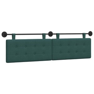 vidaXL Tête de lit suspendue Vert foncé tissu