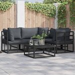 vidaXL Ensemble de canapé de jardin avec coussin 4 Pièces Noir Aluminium