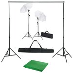 vidaXL Kit de studio photo avec toile de fond lampes et parapluies