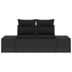 vidaXL Sofa de jardin 2 places avec rangement et coussins noirs en poly rotin