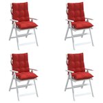 vidaXL Coussins de chaise à dossier bas lot de 4 rouge tissu oxford