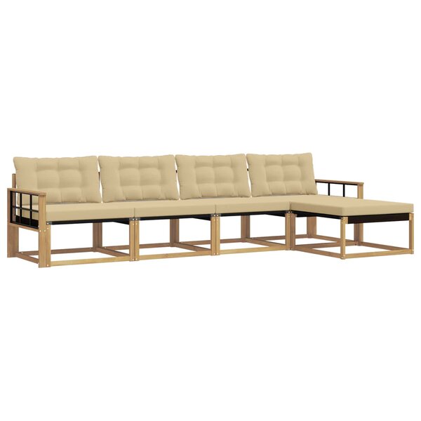 vidaXL Ensemble de canapés d'extérieur 5 pc Blanc et Beige