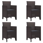 vidaXL Ensemble de 5 Pièces de Repas de Jardin avec Coussins en Poly Rattan Marron