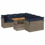 vidaXL Salon de jardin 9 Pièces avec coussins gris résine tressée