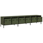 vidaXL Meuble TV vert olive 202x39x43 5 cm acier laminé à froid