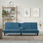 vidaXL Canapé-lit avec porte-gobelets bleu velours