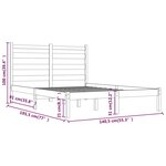 vidaXL Cadre de lit Gris Bois de pin massif 135x190 cm Double