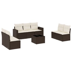 vidaXL Salon de jardin 8 Pièces avec coussins marron résine tressée