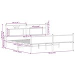 vidaXL Cadre de lit en métal sans matelas chêne fumé 183x213 cm