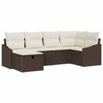 vidaXL Ensemble de canapé de jardin avec coussin 6 Pièces Marron et Crème