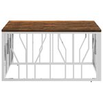 vidaXL Table basse argenté acier inoxydable/bois massif récupération
