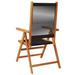 vidaXL Chaises inclinables de jardin lot de 4 noir bois massif acacia