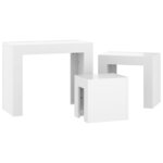 vidaXL Tables basses gigognes 3 Pièces Blanc brillant Bois d'ingénierie