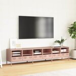 vidaXL Meuble TV rose 202x39x43 5 cm acier laminé à froid