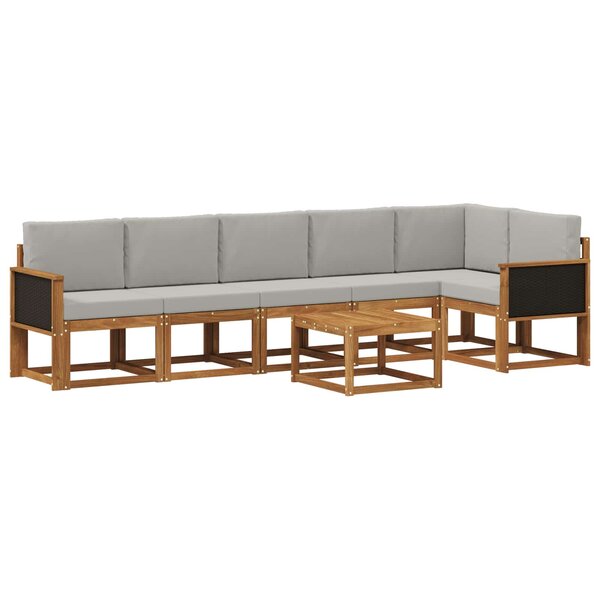vidaXL Ensemble de canapés d'extérieur 7 pc Naturel et gris clair