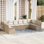 vidaXL Ensemble de canapé de jardin 10 Pièces Beige Poly rotin