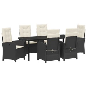 vidaXL Ensemble de salle à manger pour jardin 7 pc Noir polyrotin