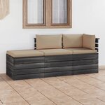 Vidaxl salon palette de jardin 3 pièces avec coussins bois de pin massif