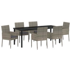 vidaXL Ensemble de salle à manger pour jardin 7 pc Gris polyrotin