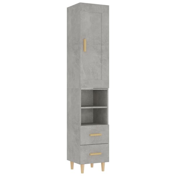 Vidaxl buffet haut gris béton 35x34x180 cm bois d'ingénierie