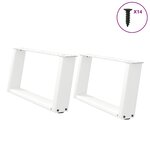 vidaXL Pieds de table basse en U 2 pièces Blanc 70 x (30-31) cm Acier