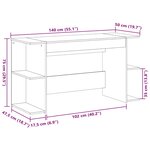 Bureau table poste de travail meuble d'ordinateur informatique étude chêne 140 x 50 x 75 cm bois d'ingénierie brun 02_0023616