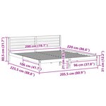 vidaXL Cadre de lit Marron cire 200 x 220 cm Bois massif en pin